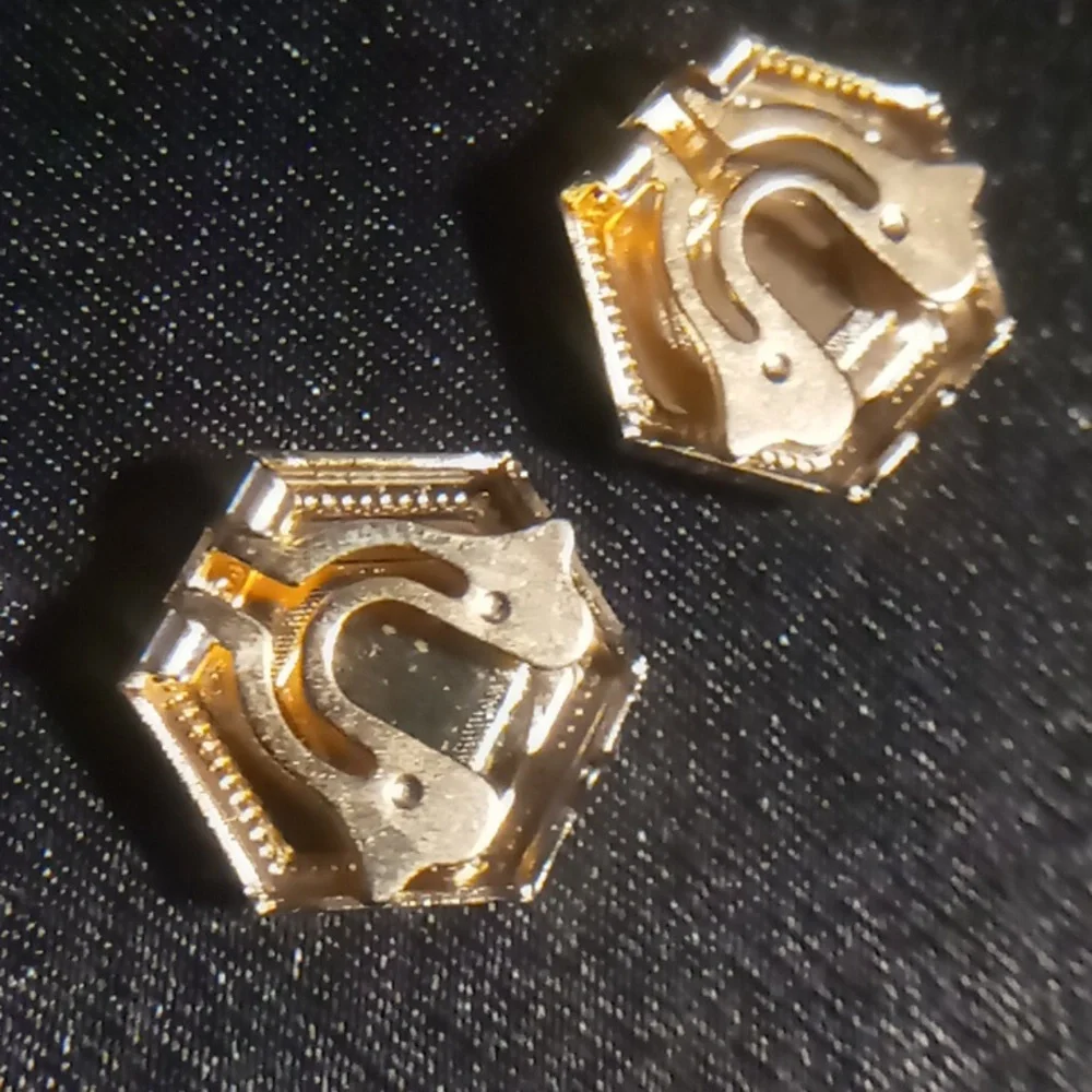 Vintage Hexagonal Black and Gold button covers cuff links Initial D stylish